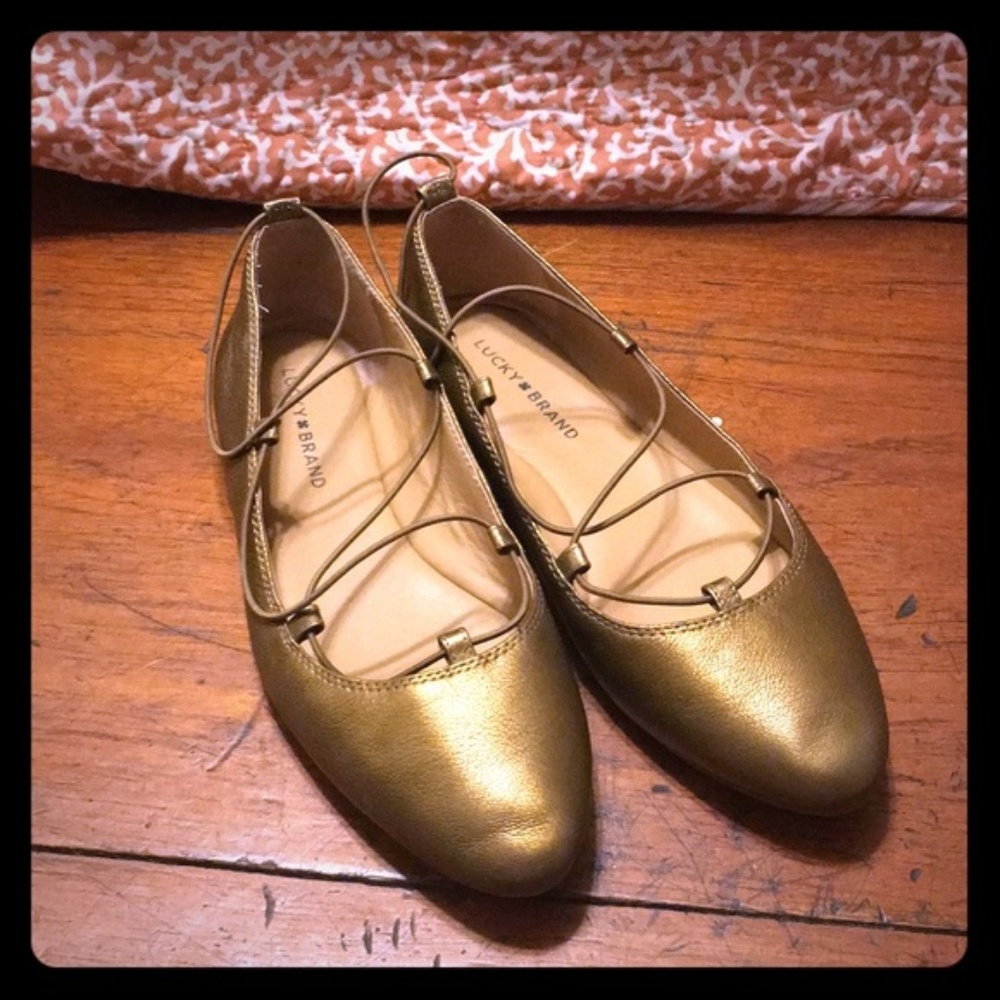 SALE! Lucky Brand Aivee Bronze Ballet Flats 9.5